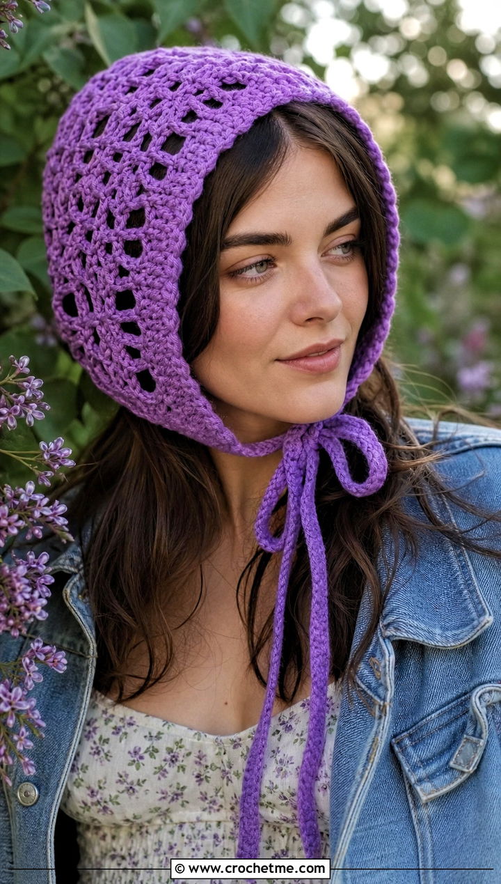 Crochet Bonnet With Bow And Prairie Dress - 20 Crochet Hat With Bow outfit ideas