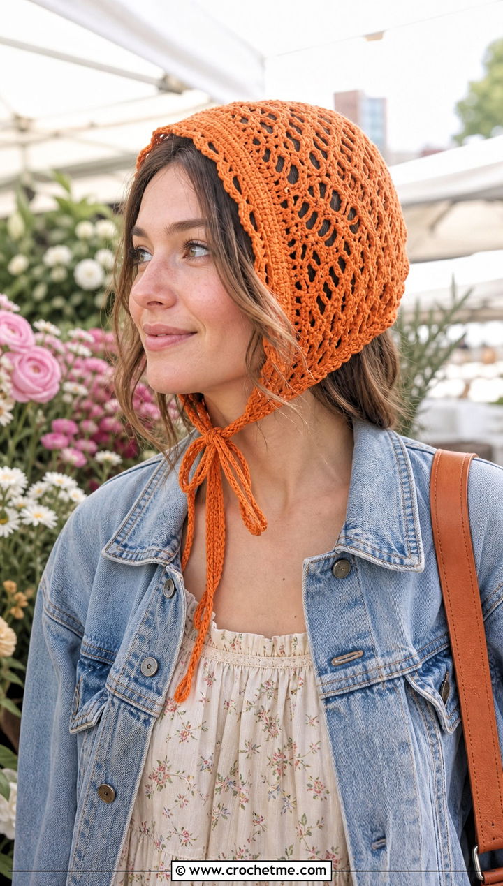 Crochet Bonnet With Prairie Dress And Ankle Boots - 25 Cool Crochet Hat outfit ideas