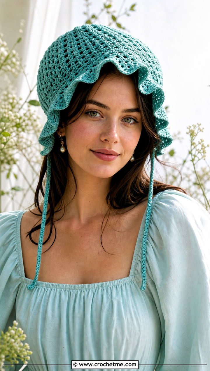 Crochet Bonnet With Square Neck Maxi Dress - 25 Birthday Crochet Hat outfit ideas