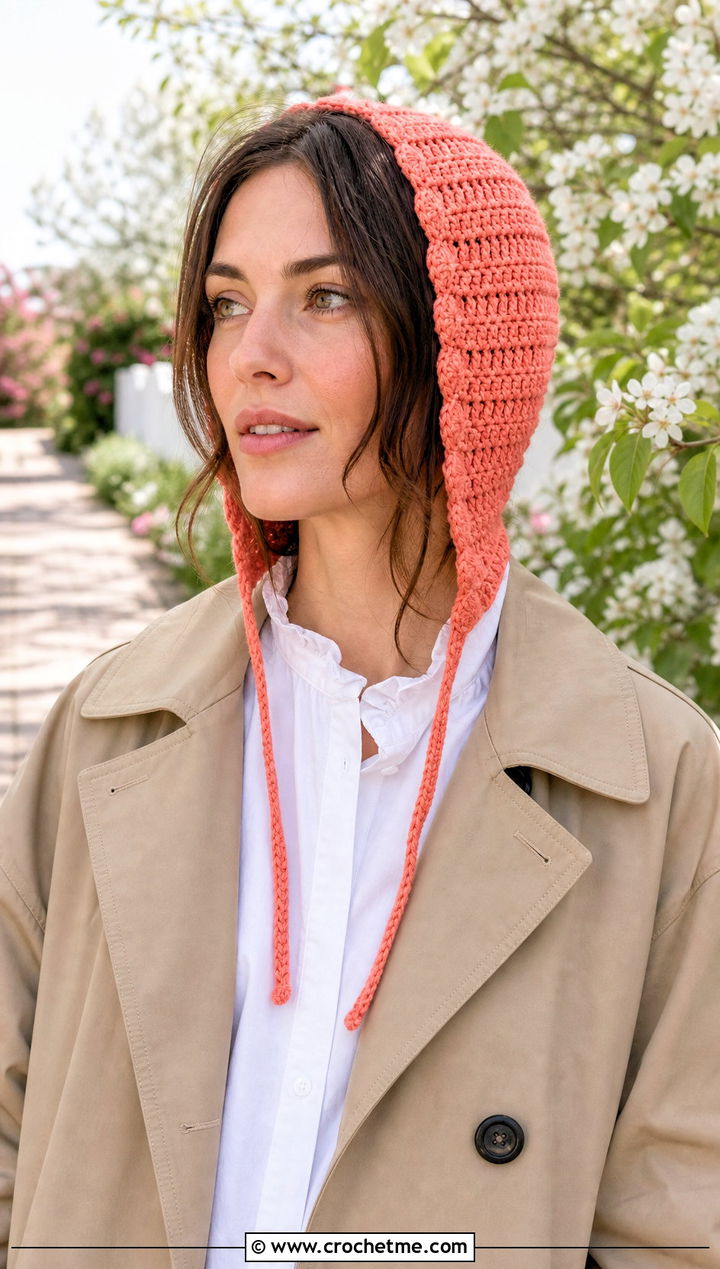 Crochet Bonnet With Tailored Jeans - 30 hats to crochet outfit ideas