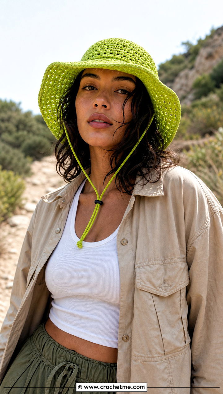 Crochet Boonie Hat With Cargo Pants - 35 one piece crochet hat outfit ideas