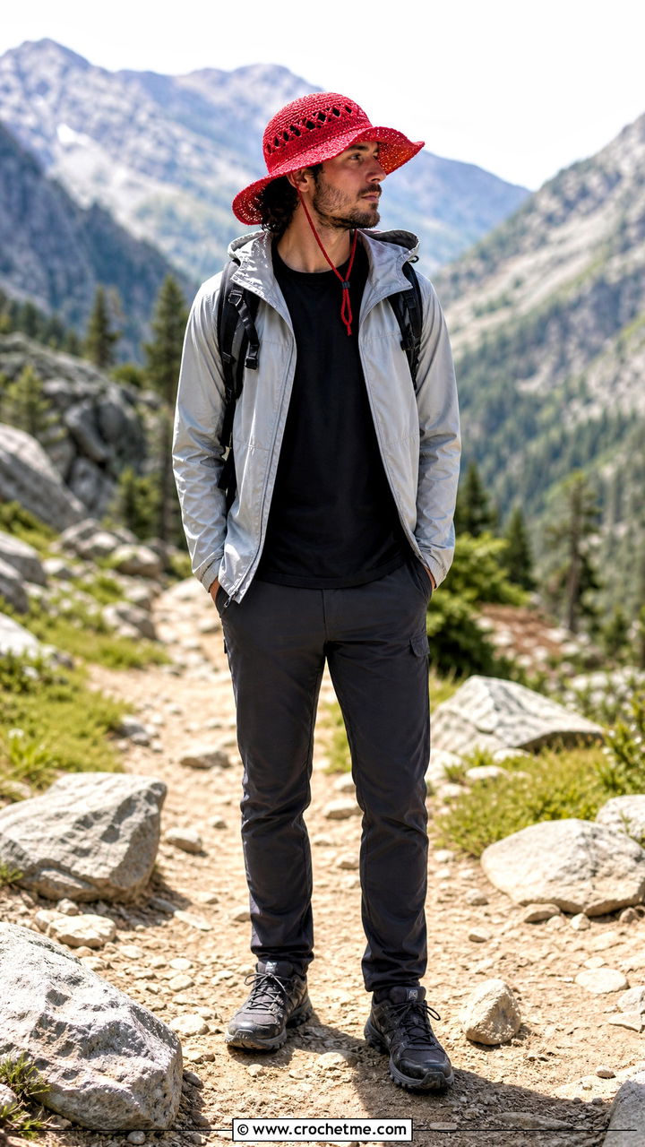 Crochet Boonie Hat With Gorpcore Outfit - 35 crochet hats for men outfit ideas