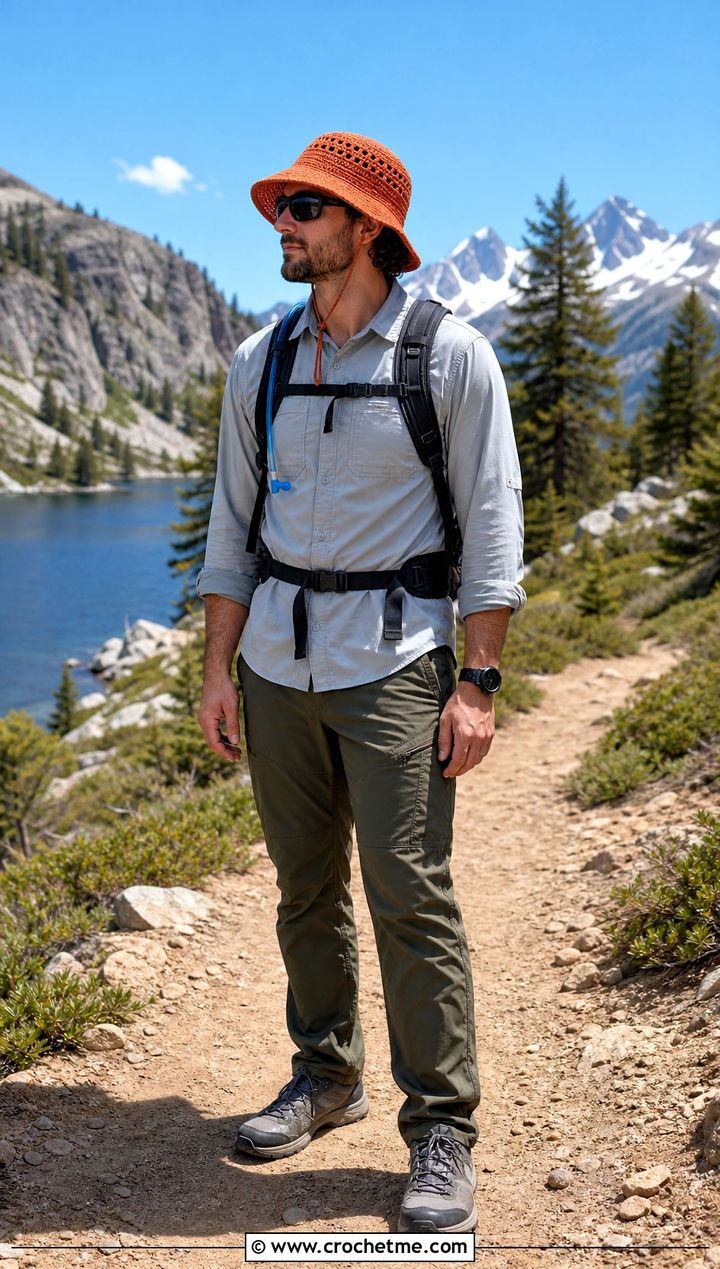 Crochet Boonie Hat With Hiking Outfit - 35 crochet hat for man outfit ideas