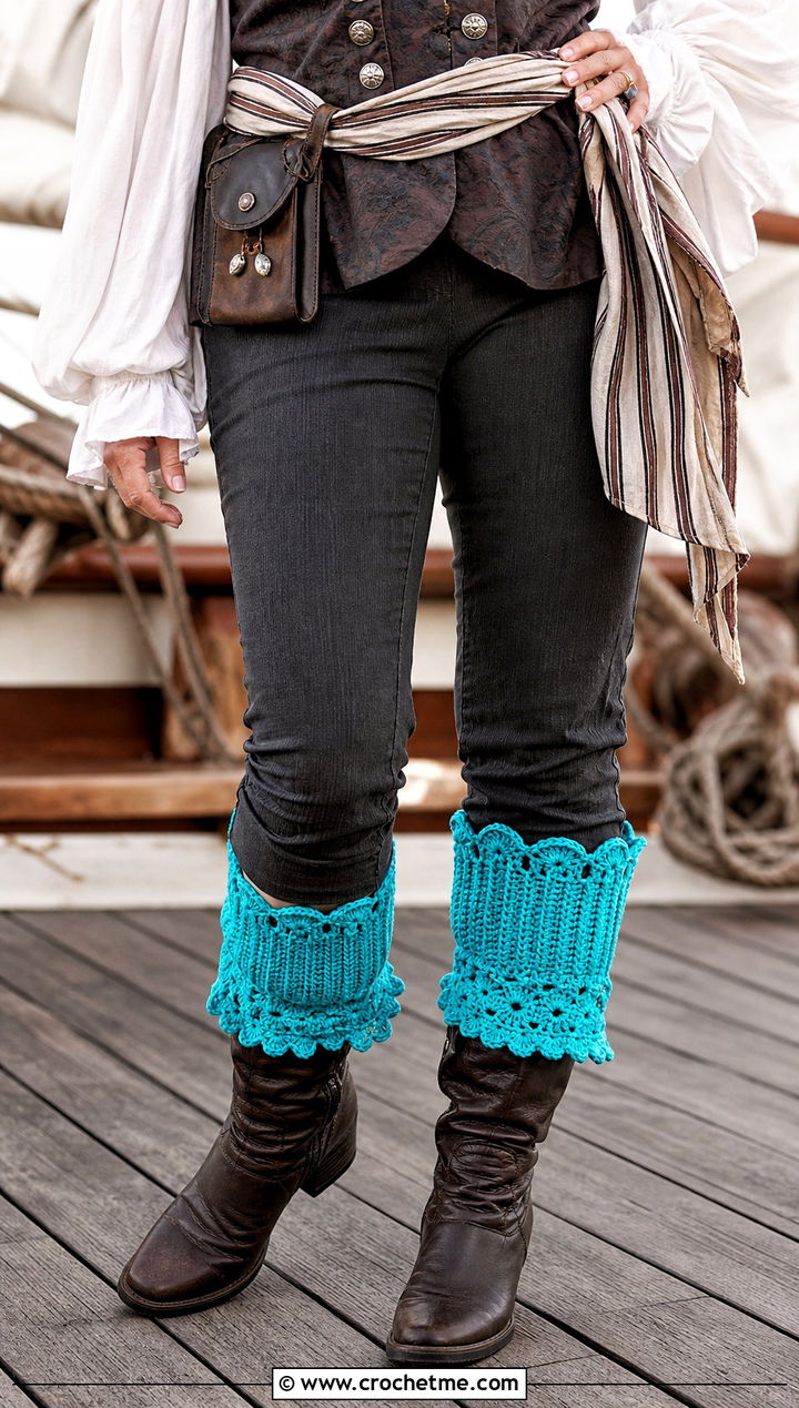 Crochet Boot Cuffs Pirate Costume With Cropped Trousers - 30 crochet pirate costume outfit ideas
