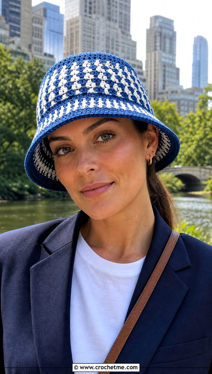 Crochet Bucket Hat With Blazer And Jeans - 35 old money crochet outfits ideas
