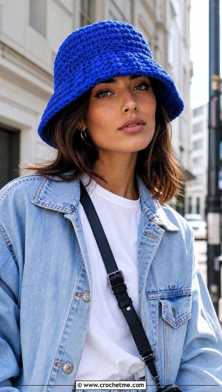 Crochet Bucket Hat With Denim Jacket - 25 Crochet Hats With Brim outfit ideas
