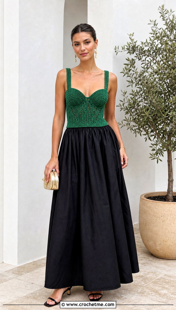 Crochet Bustier Top With A Maxi Skirt - 25 crochet for tops outfit ideas