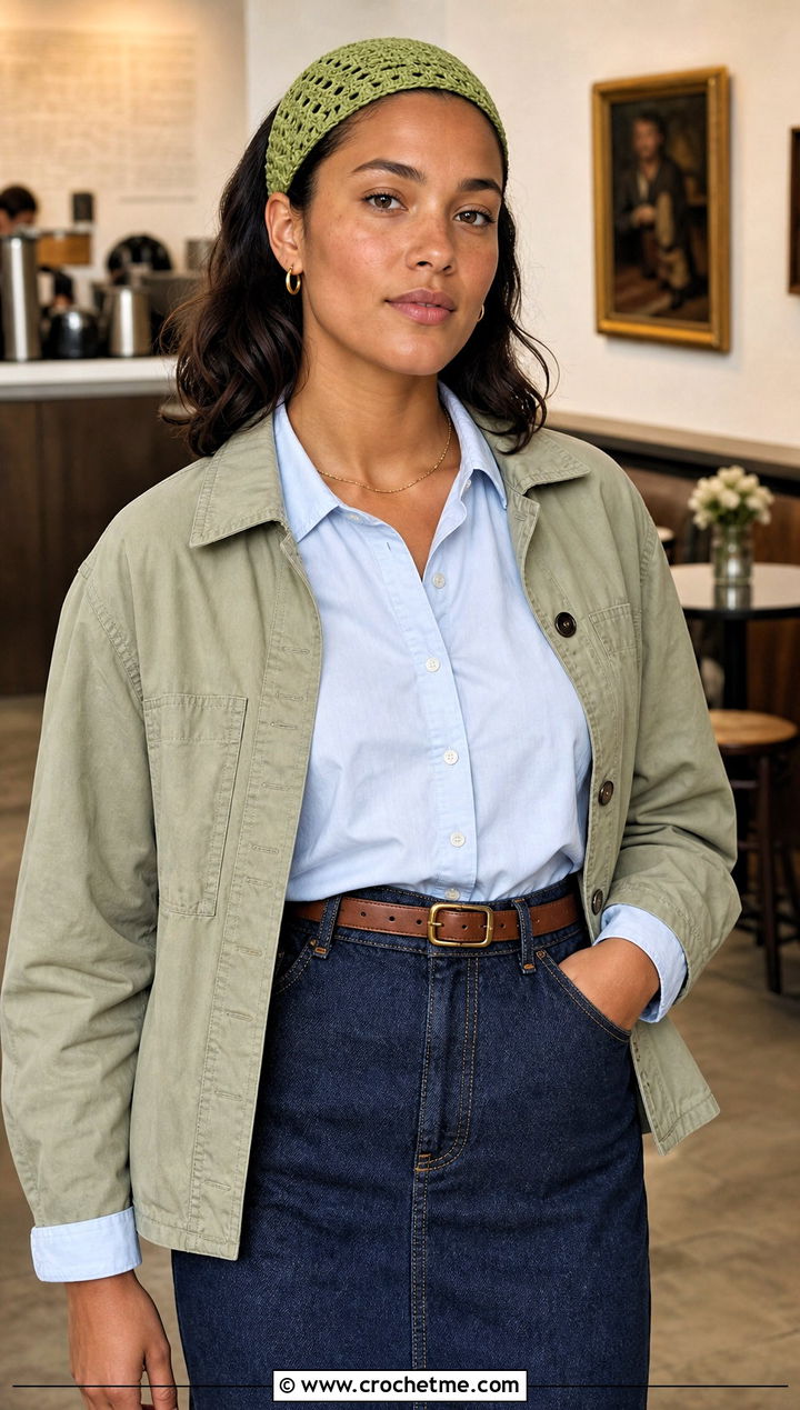 Crochet Calot Cap With A Denim Midi Skirt - 20 1930s crochet hat outfit ideas