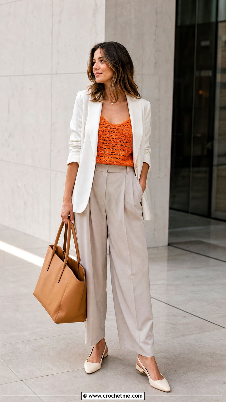 Crochet Camisole With Blazer And Trousers - 35 crochet summer clothes and outfit ideas