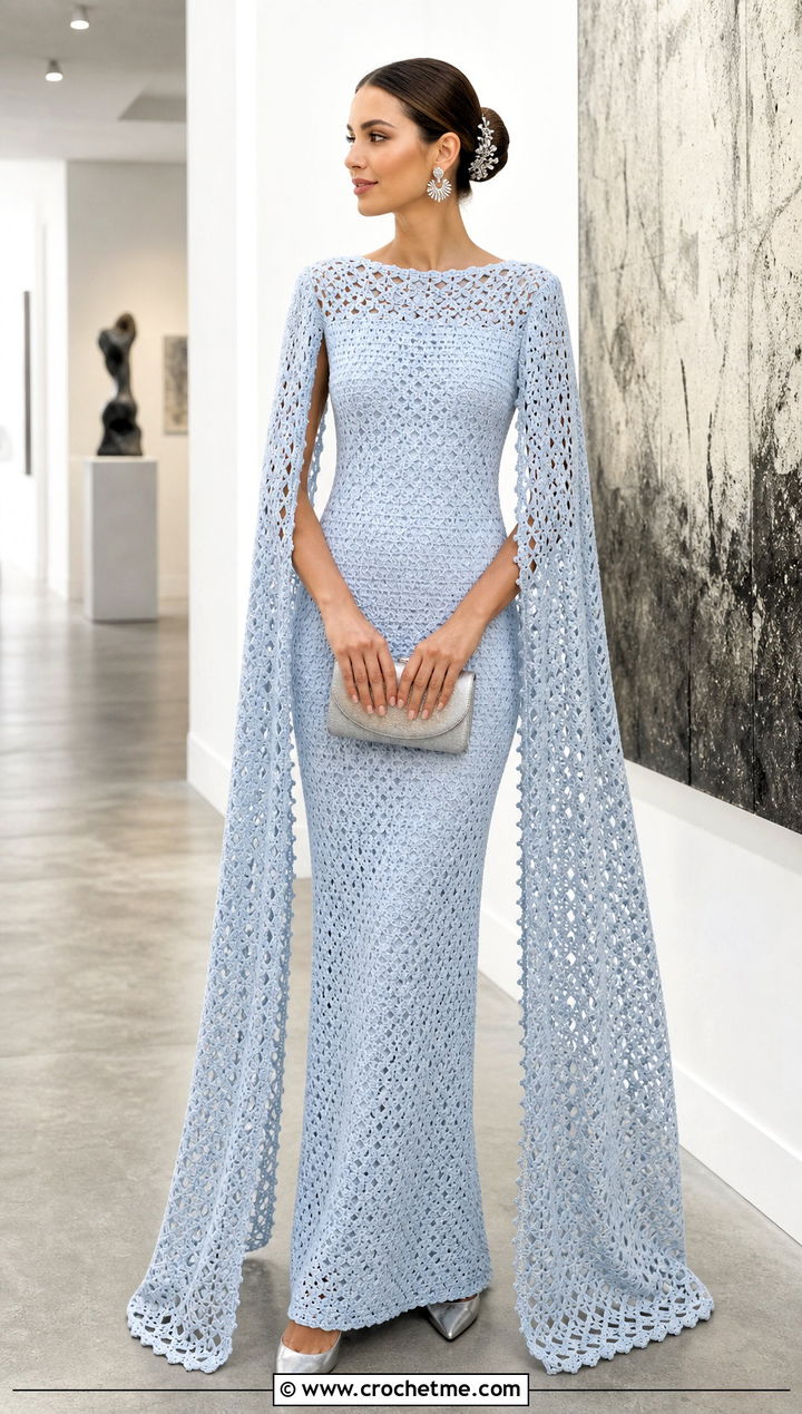 Crochet Cape Sleeve Wedding Dress - 15 Elegant Crochet Wedding Dress outfit ideas
