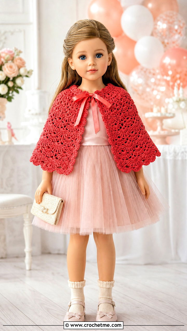 Crochet Cape With Party Dress - 15 Crochet Our Generation Doll Clothes and outfit ideas