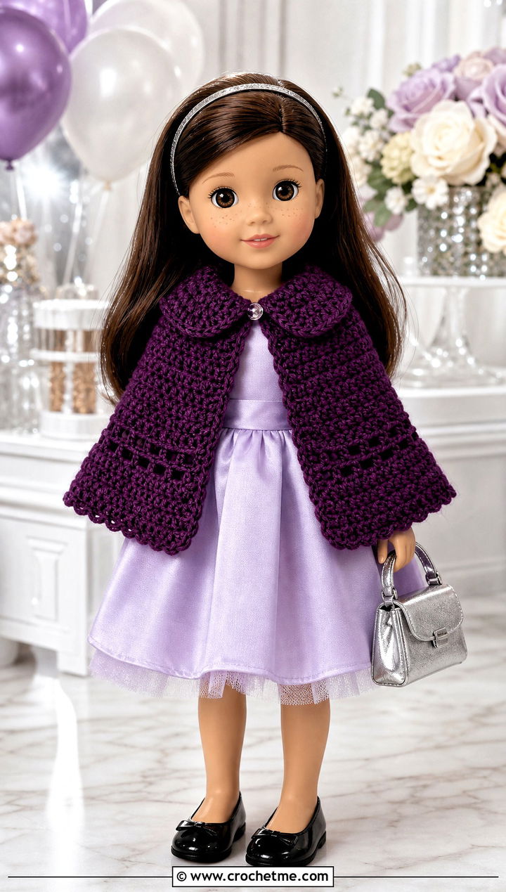 Crochet Cape With Satin Party Dress - 15 Crochet Wellie Wishers Doll Clothes and outfit ideas
