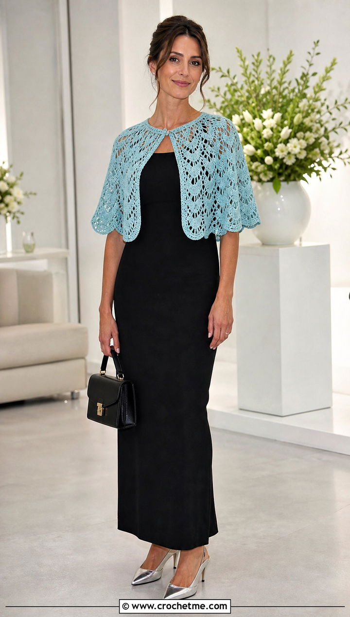 Crochet Cape With Sleeveless Column Dress - 25 women crochet clothes and outfit ideas