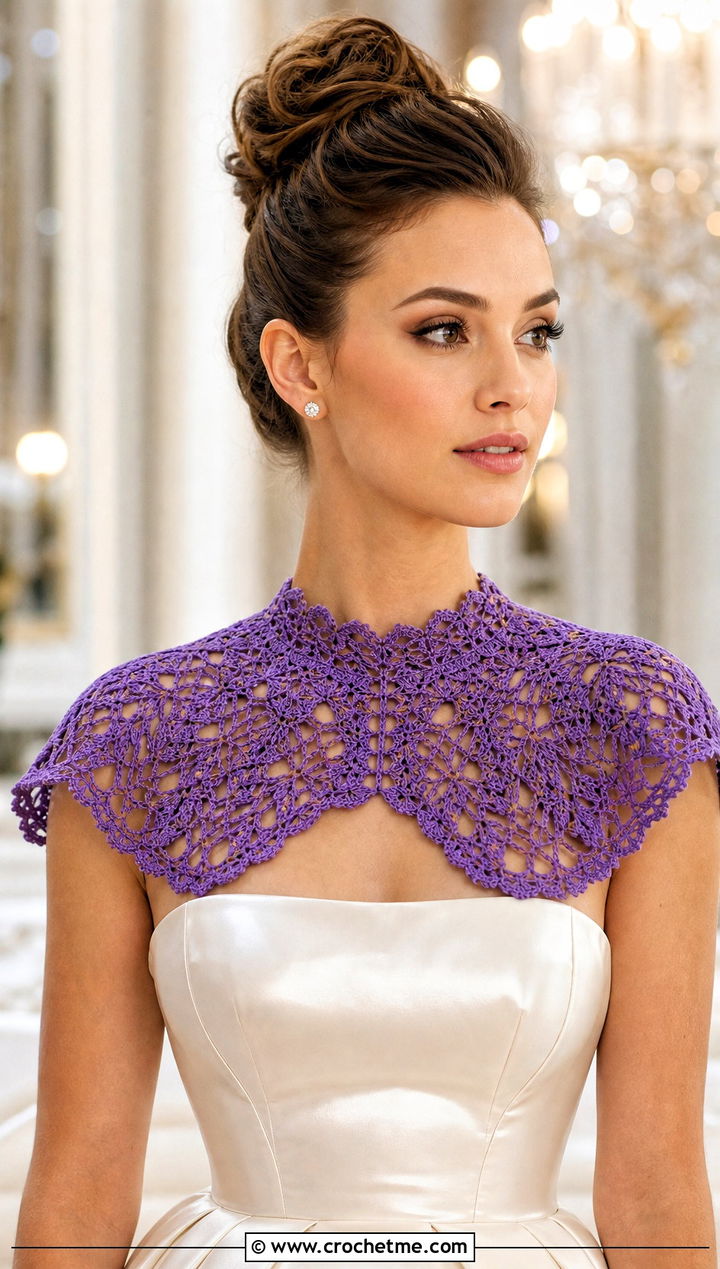 Crochet Capelet Collar With Strapless Ball Gown - 15 Crochet Collar For Wedding Dress outfit ideas
