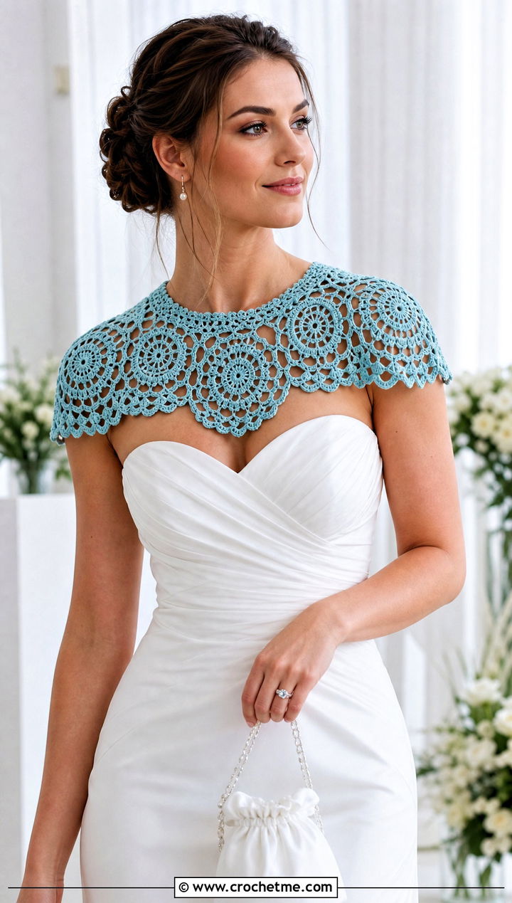 Crochet Capelet Collar With Strapless Wedding Dress - 15 crochet collar for wedding dress diy outfit ideas