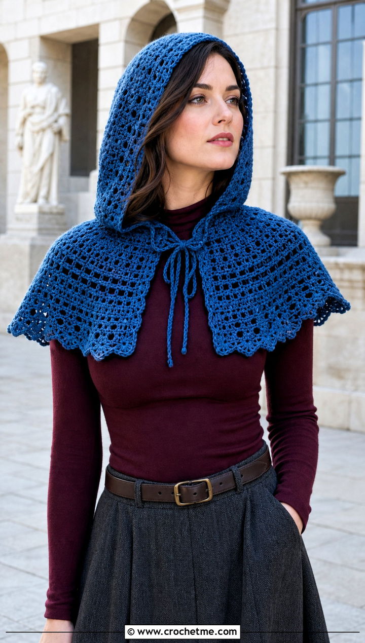 Crochet Capelet Hood Hat With Knee High Boots - 25 crochet hood hat outfit ideas