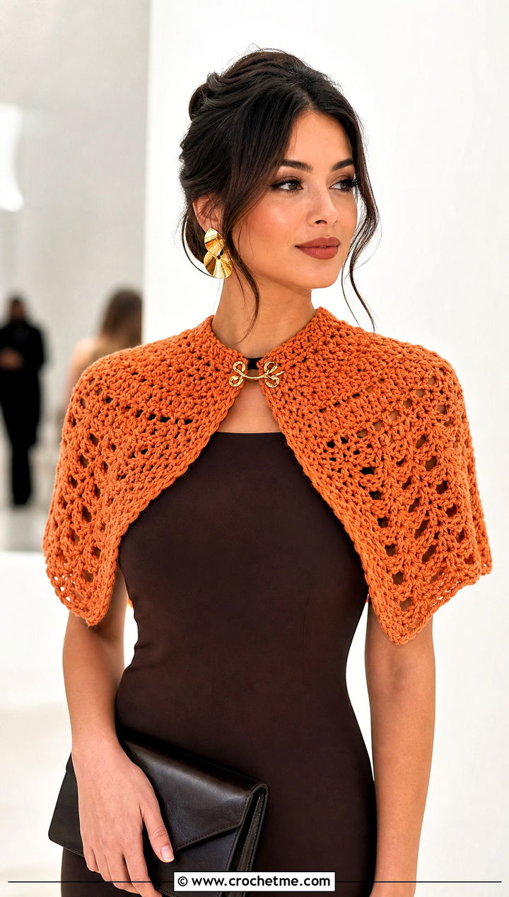 Crochet Capelet Shoulder Shawl With Column Dress - 25 Crochet Shoulder Shawl outfit ideas
