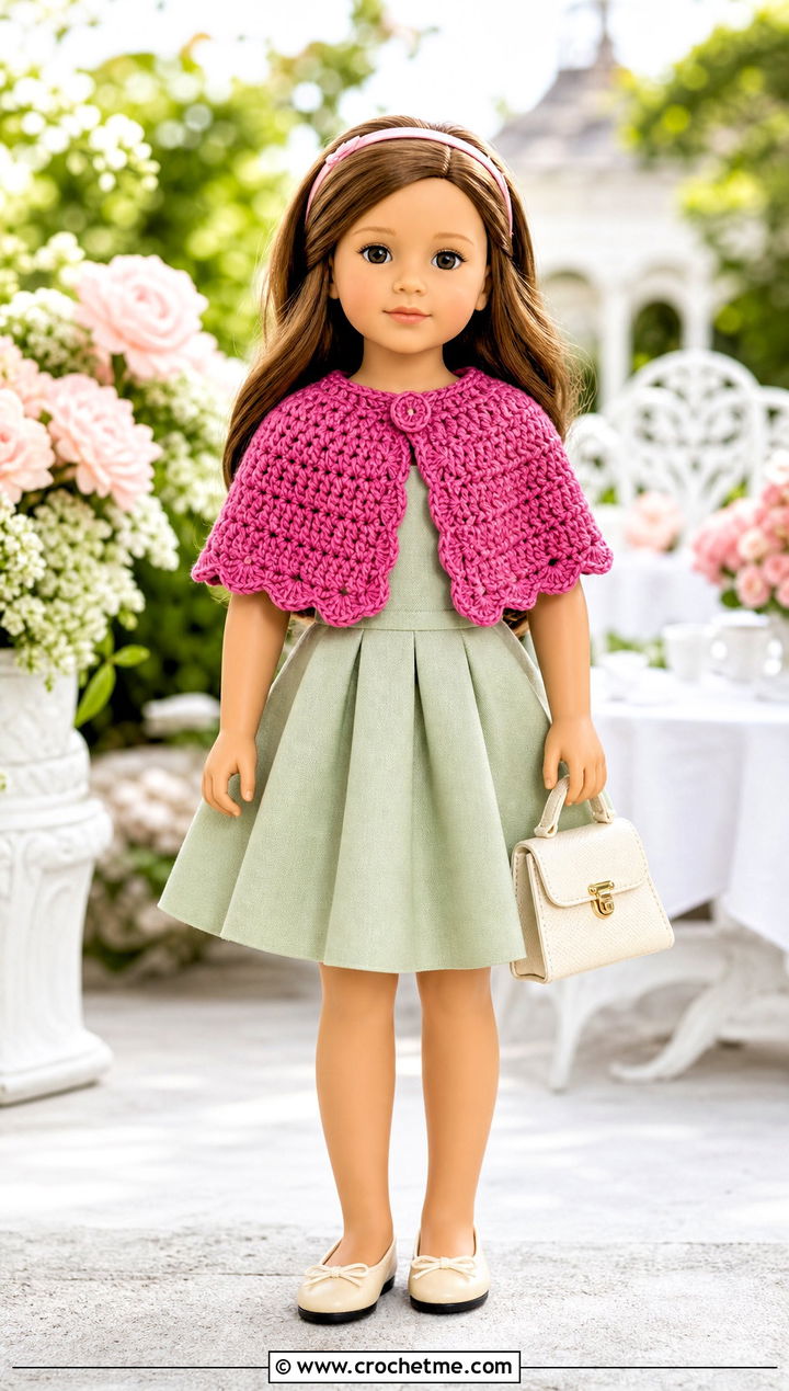 Crochet Capelet With A Line Dress - 25 Dolls Crochet Clothes and outfit ideas