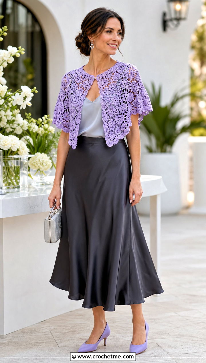 Crochet Capelet With Camisole And Slip Skirt - 30 cute crochet summer clothes and outfit ideas