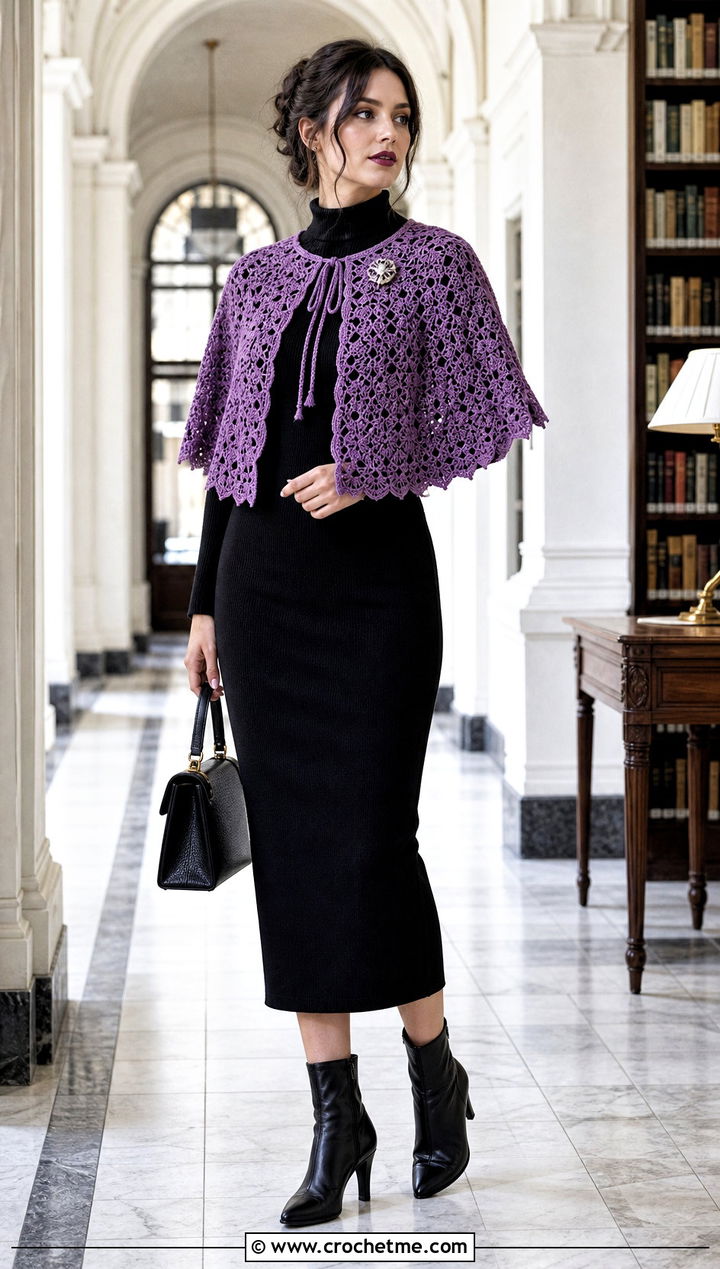 Crochet Capelet With High Neck Dress - 25 gothic crochet clothes and outfit ideas