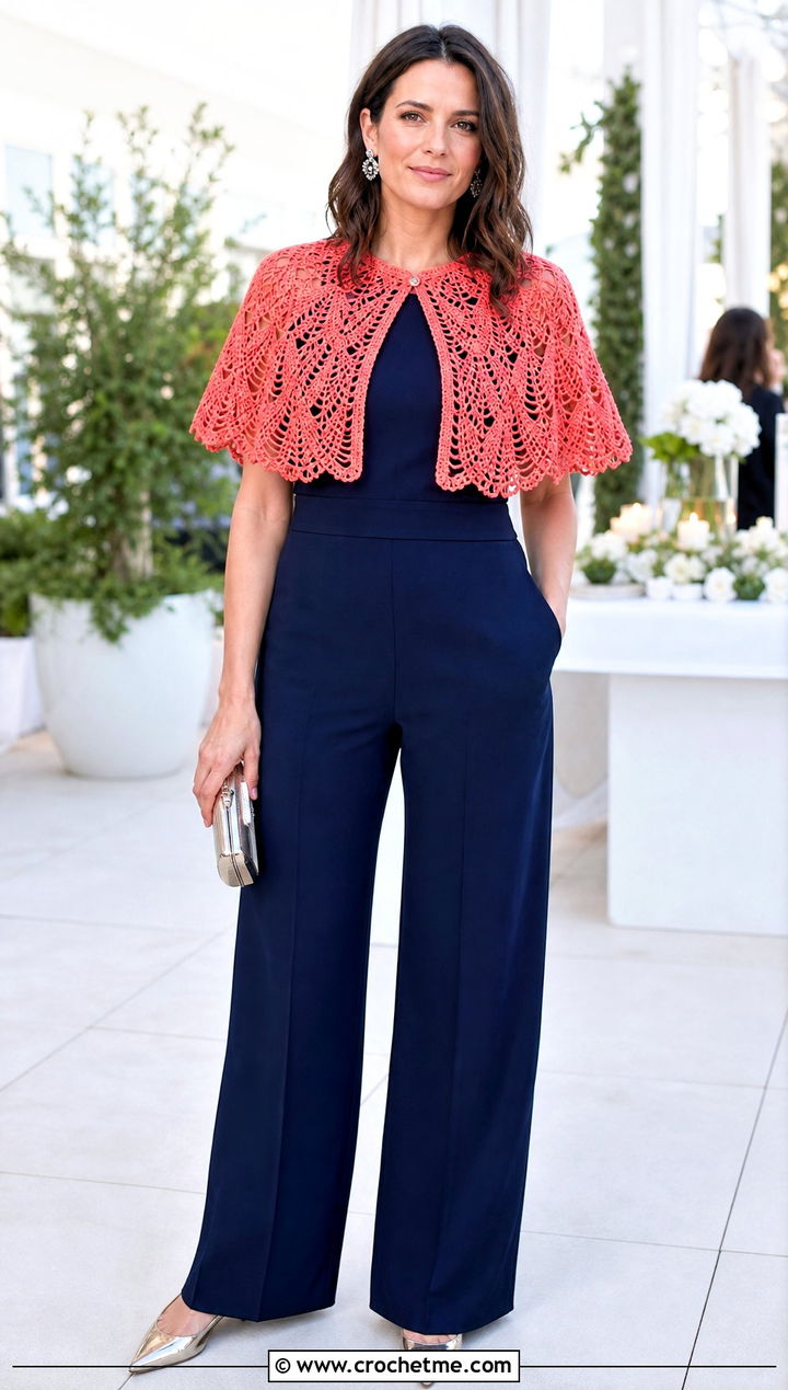 Crochet Capelet With Jumpsuit - 30 crochet thread clothes and outfit ideas