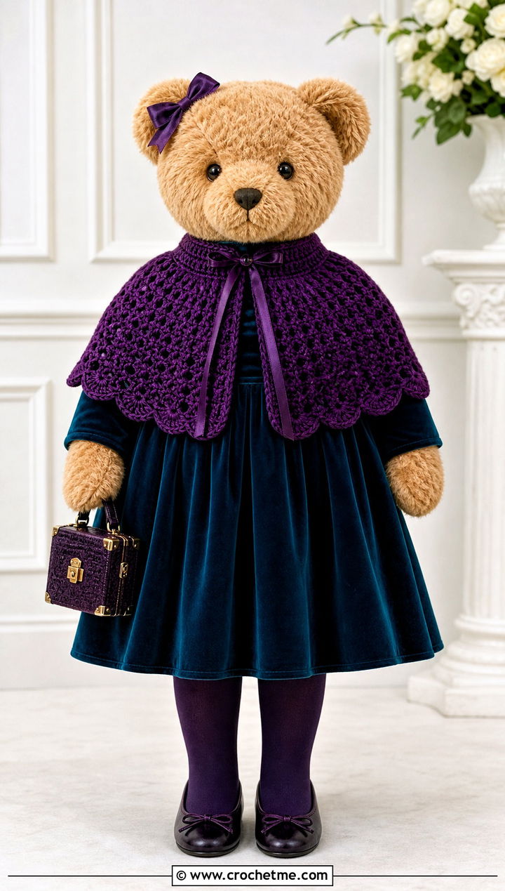 Crochet Capelet With Velvet Dress - 35 crochet teddy clothes and outfit ideas
