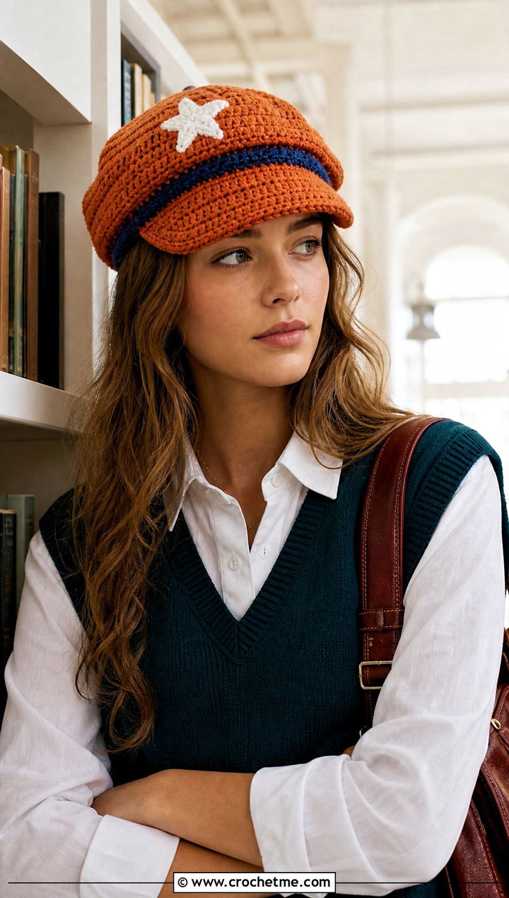 Crochet Captain America Newsboy Cap With Sweater Vest - 25 Crochet Captain America Hat outfit ideas