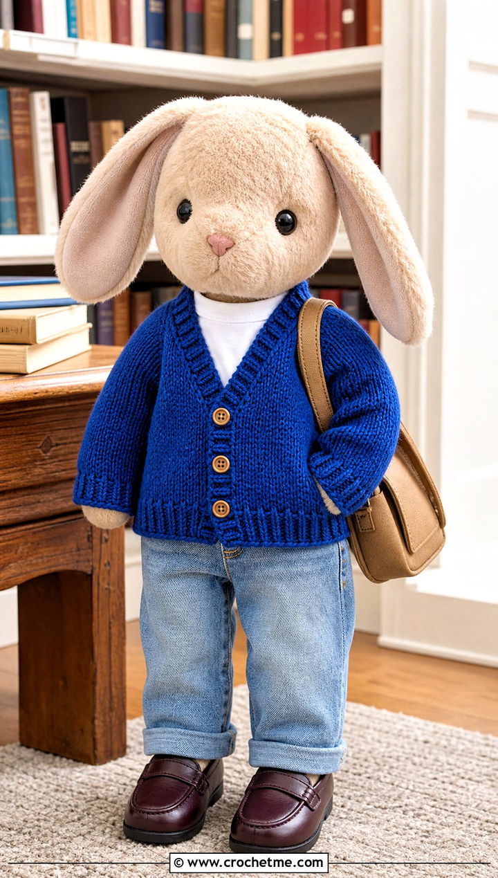 Crochet Cardigan With Denim Pants - 25 Crochet Stuffie Clothes and outfit ideas