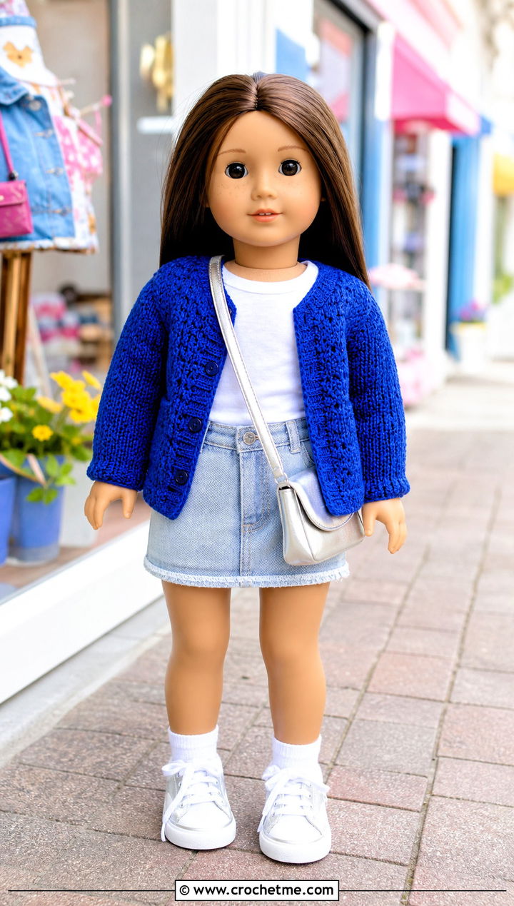Crochet Cardigan With Denim Skirt - 15 Crochet Our Generation Doll Clothes and outfit ideas