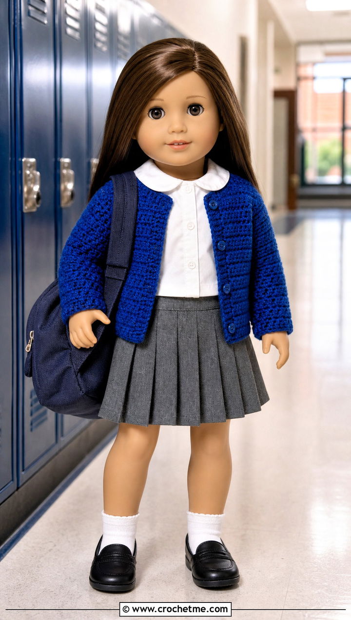Crochet Cardigan With Pleated Skirt Doll Outfit - 15 Crochet Doll Clothes English outfit ideas