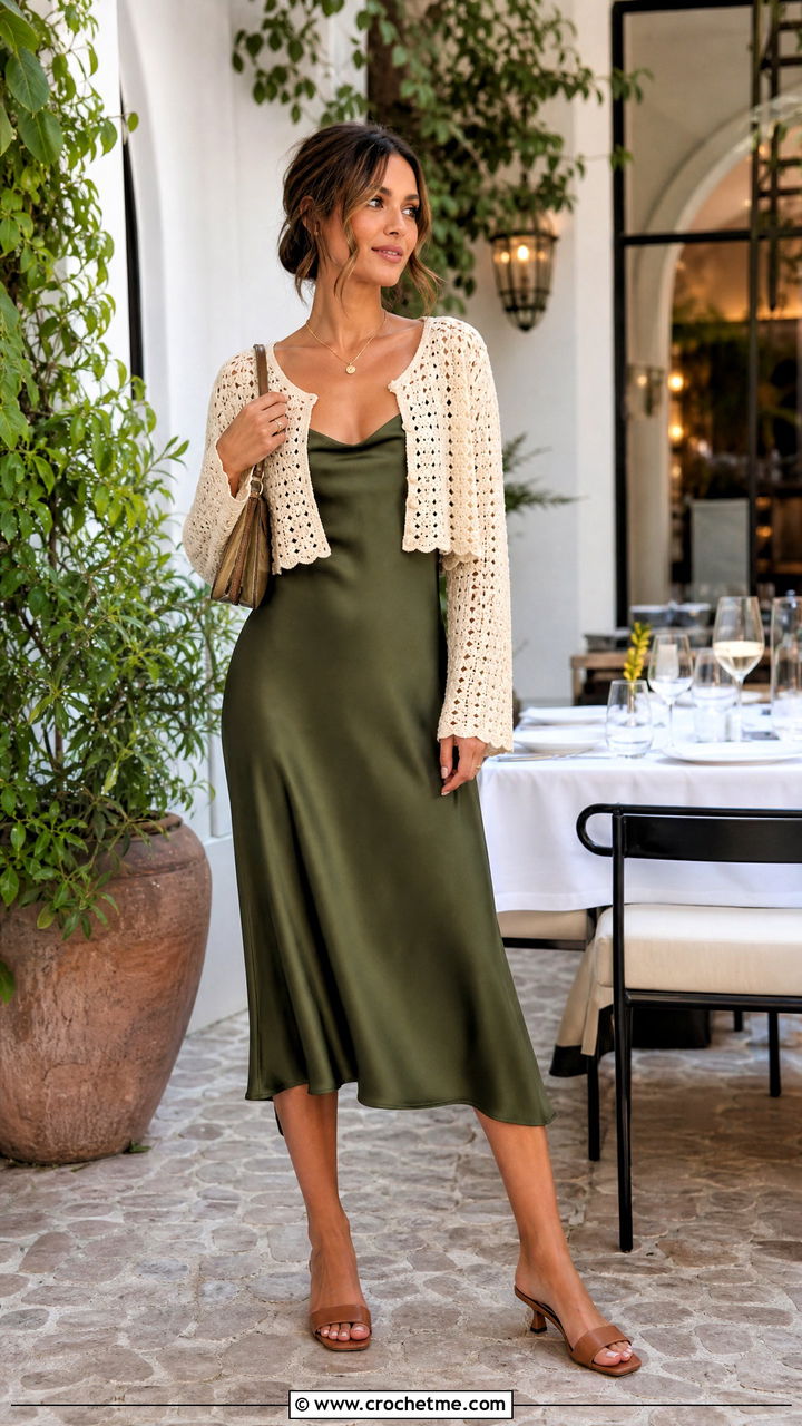Crochet Cardigan With Slip Dress - 35 crochet clothes and outfit ideas