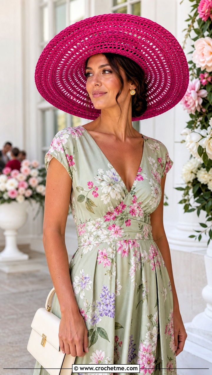 Crochet Cartwheel Hat With A Tea Dress - 20 1930s crochet hat outfit ideas