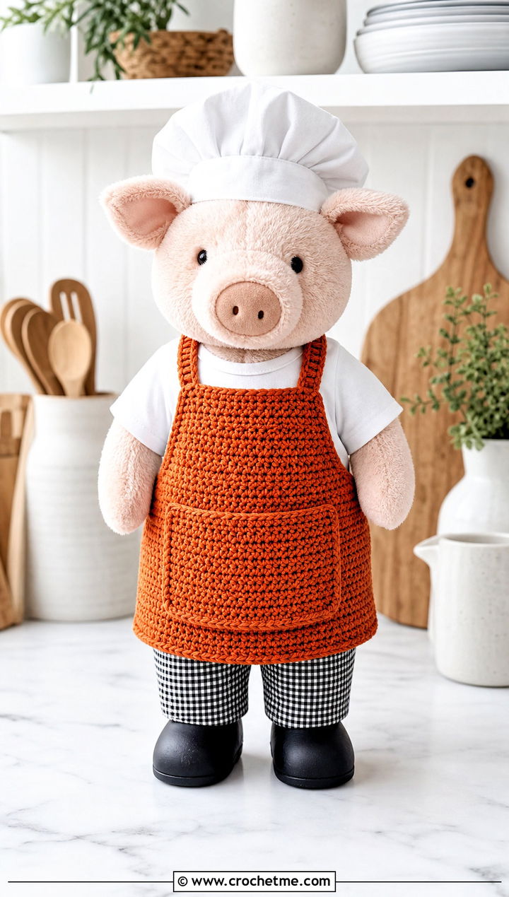 Crochet Chef Apron With Check Trousers - 35 crochet jellycat clothes and outfit ideas