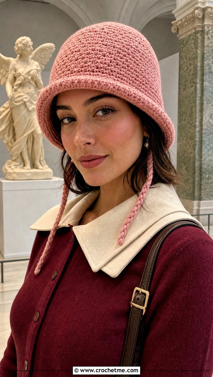 Crochet Cloche Hat With Braided Cords And Midi Skirt - 30 crochet hat with braids outfit ideas