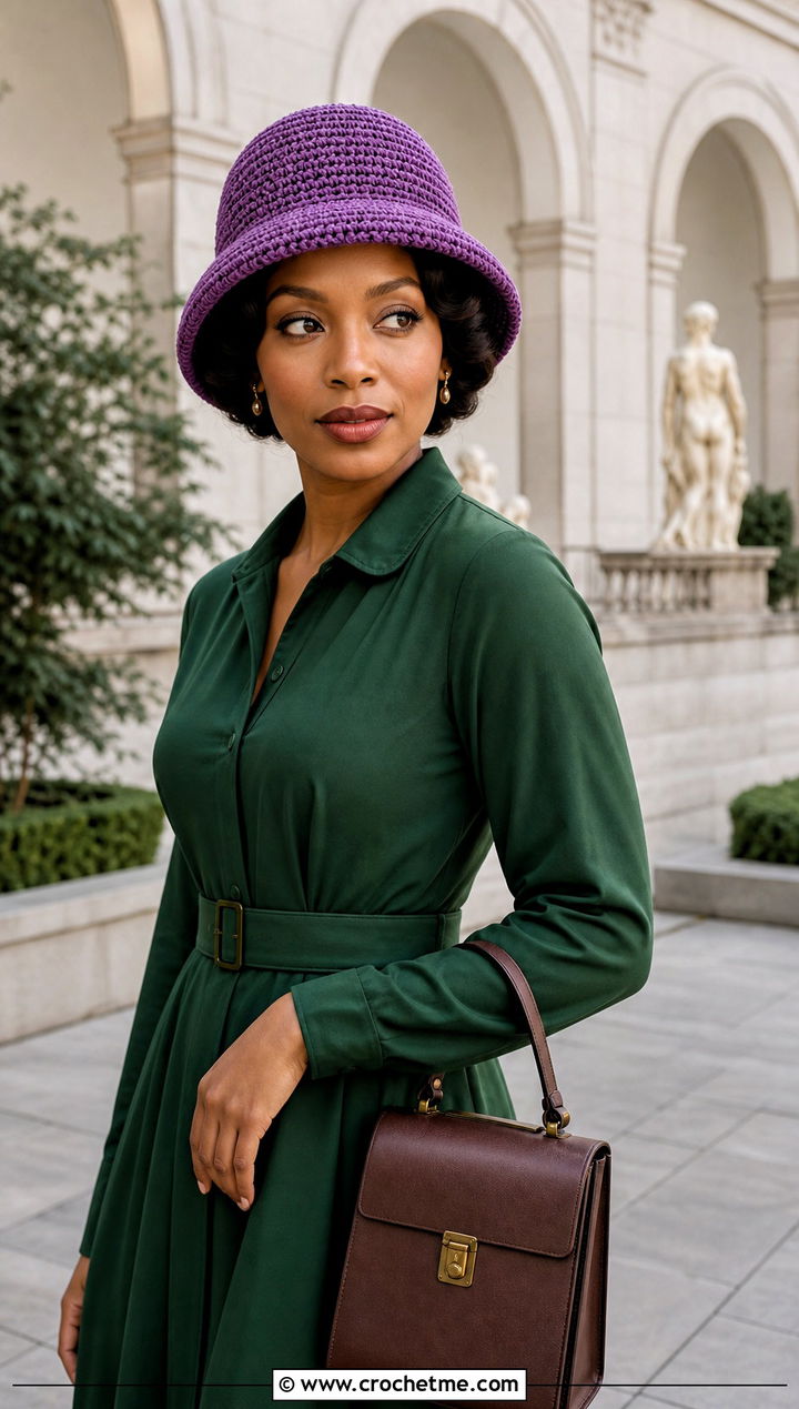 Crochet Cloche Hat With Midi Dress - 30 crochet hats black women outfit ideas