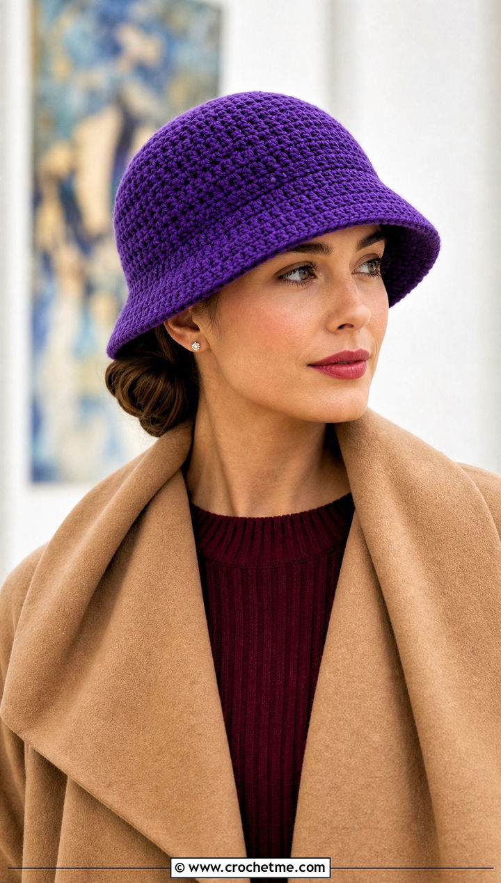 Crochet Cloche Hat With Midi Dress - 30 winter crochet hats outfit ideas