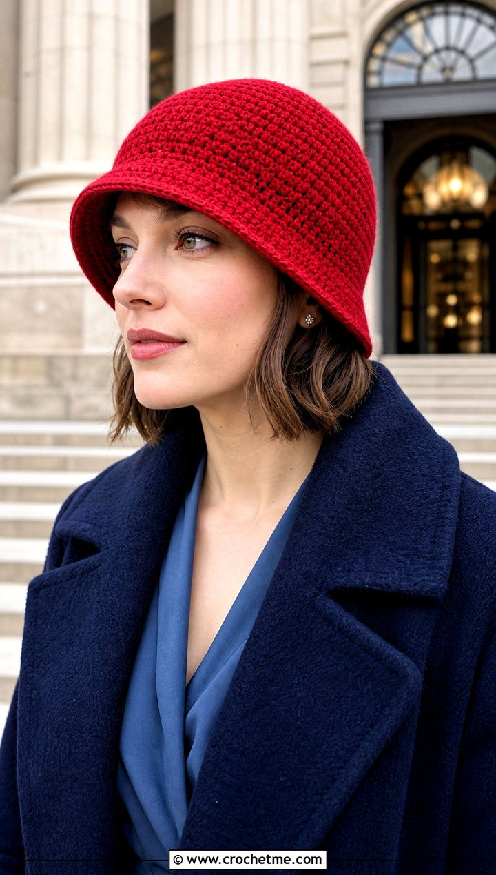 Crochet Cloche Hat With Midi Dress And Boots - 20 Warm Crochet Hat outfit ideas