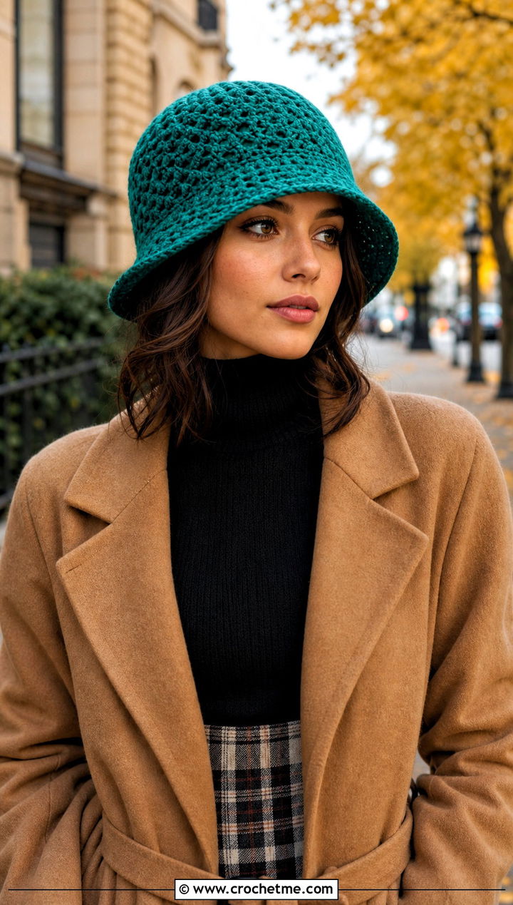 Crochet Cloche Hat With Midi Skirt And Boots - 35 cute crochet hat outfit ideas