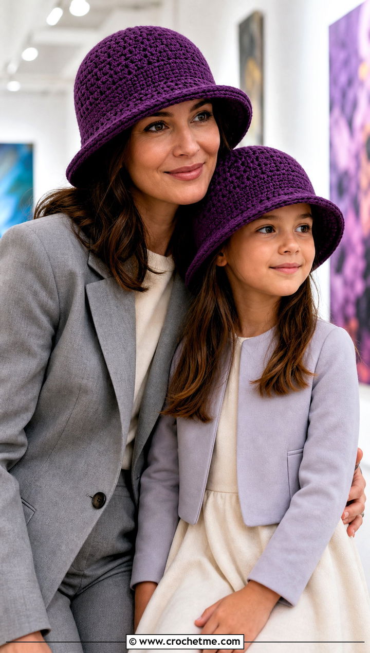 Crochet Cloche Hats With Tailored Outfits - 20 Mother Daughter Crochet Hats outfit ideas