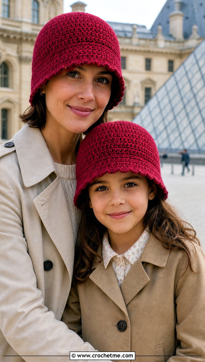 Crochet Cloche Hats With Trench Coats - 25 Mommy And Me Crochet Hats outfit ideas