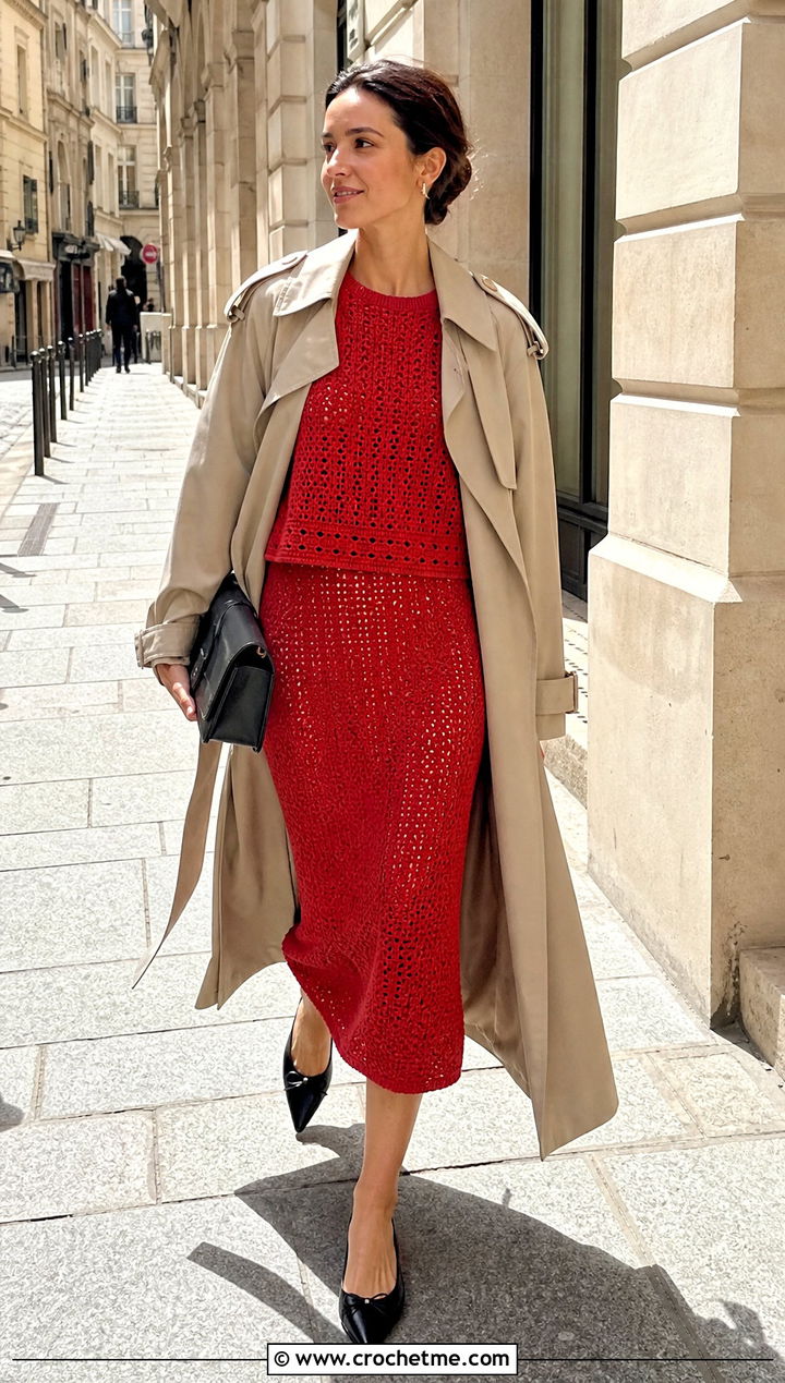 Crochet Co Ord Set With Long Trench Coat - 20 crochet apparel and outfit ideas