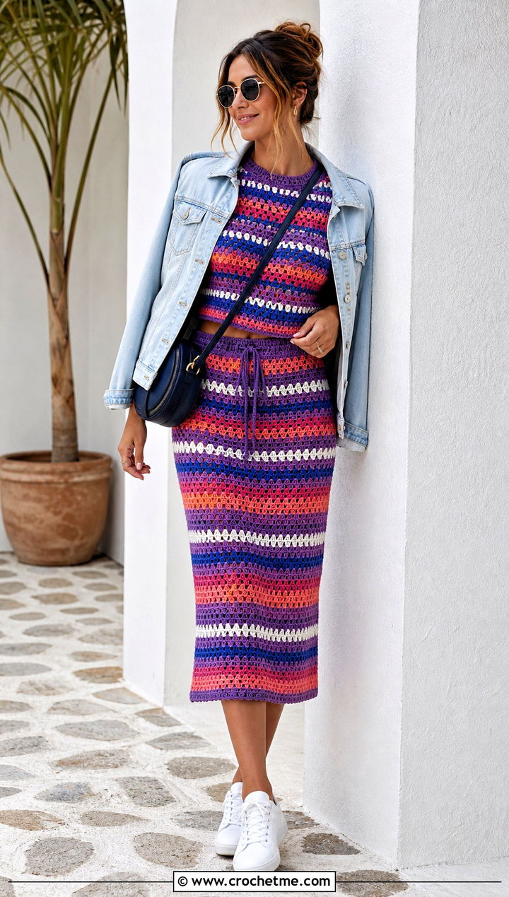 Crochet Co Ord Set With Sneakers - 15 Crochet Diy Clothes Ideas