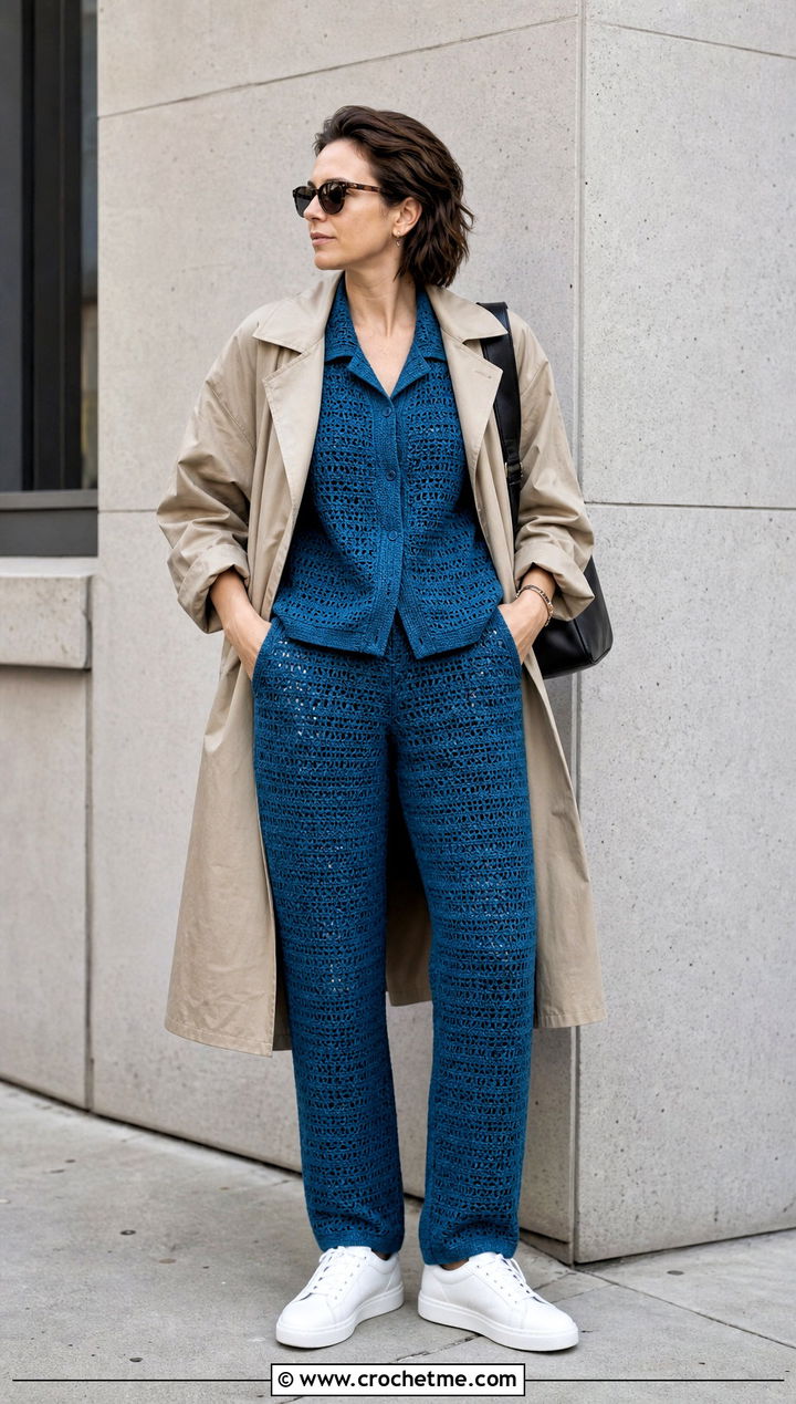 Crochet Co Ord Set With Trench Coat - 30 Masc Crochet Clothes and outfit ideas