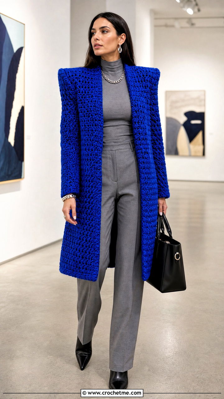 Crochet Coat With Monochrome Basics - 35 cute crochet clothes and outfit ideas