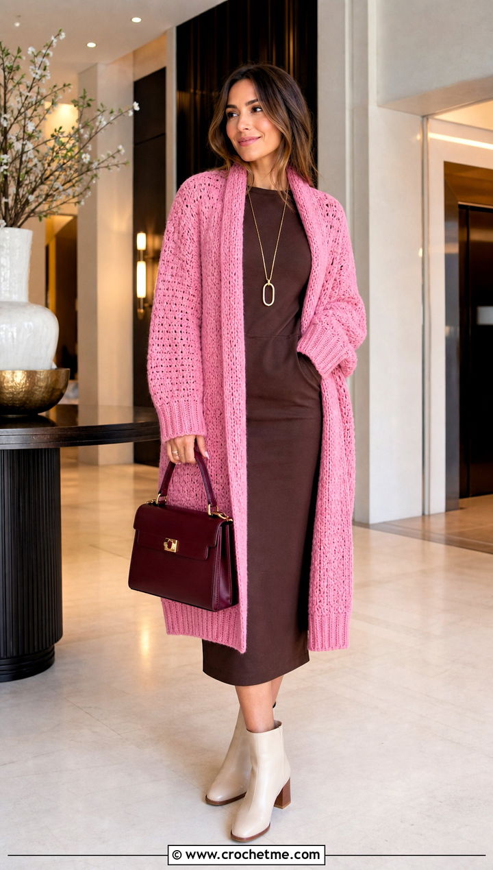 Crochet Cocoon Cardigan With Column Dress - 25 Fantasy Crochet Clothing and outfit ideas