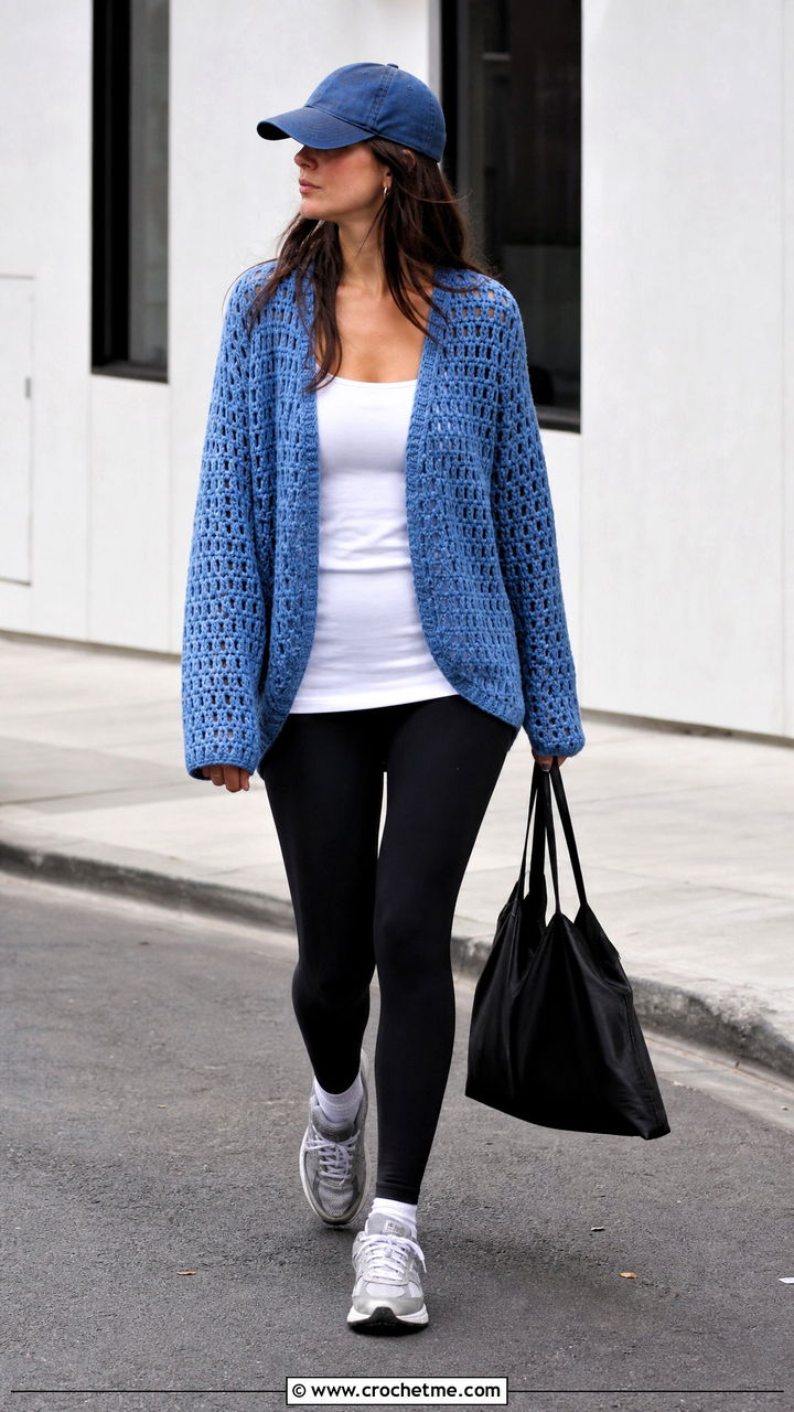 Crochet Cocoon Cardigan With Leggings - 35 beginner crochet clothes and outfit ideas