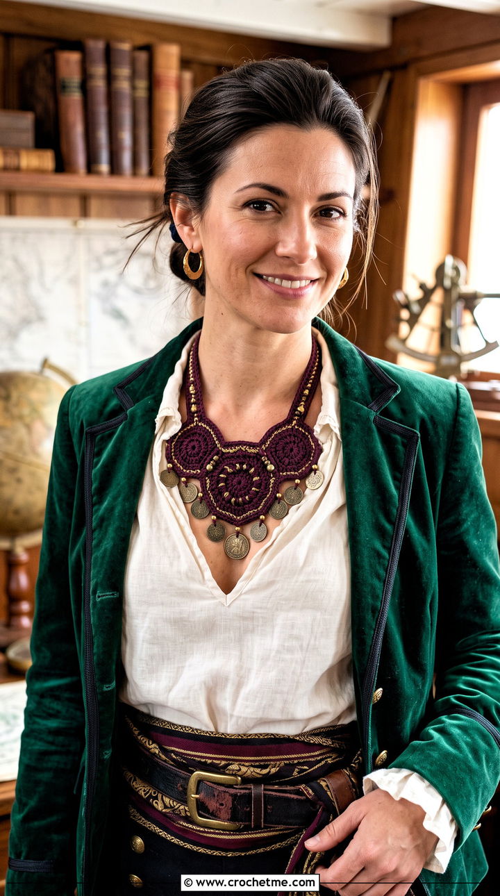 Crochet Coin Necklace Pirate Costume With Velvet Blazer - 30 crochet pirate costume outfit ideas
