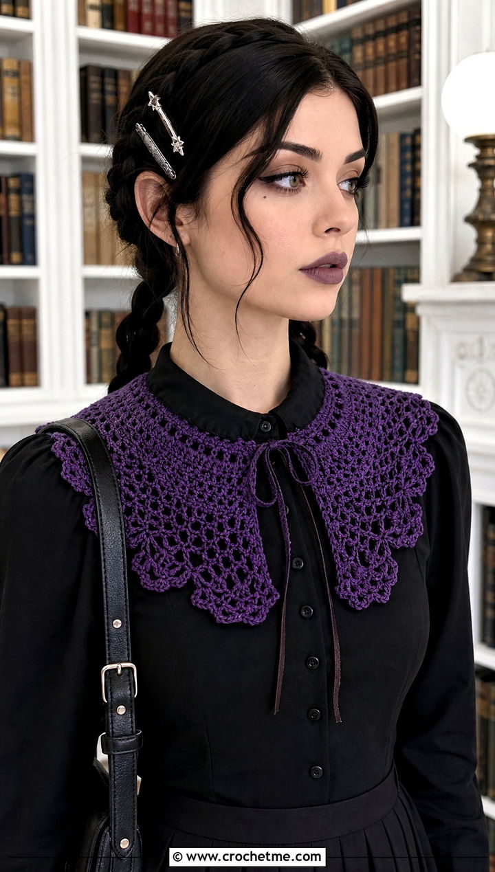 Crochet Collar Gothic School Outfit - 30 crochet halloween outfit ideas