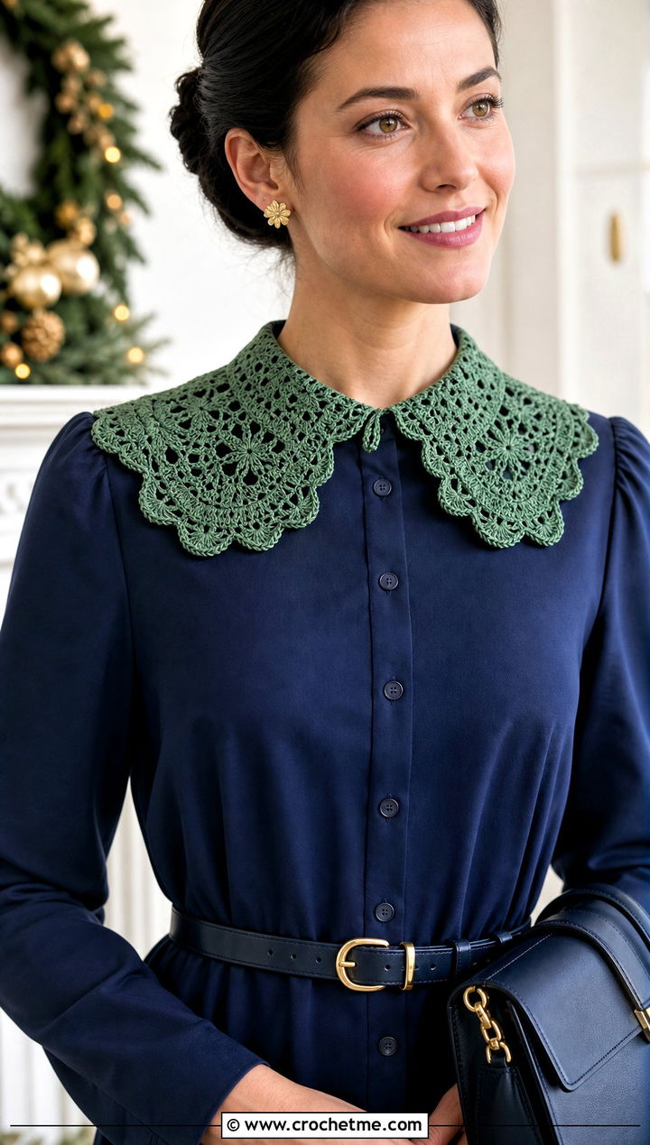 Crochet Collar Shirt Dress Holiday Outfit - 30 crochet holiday outfit ideas