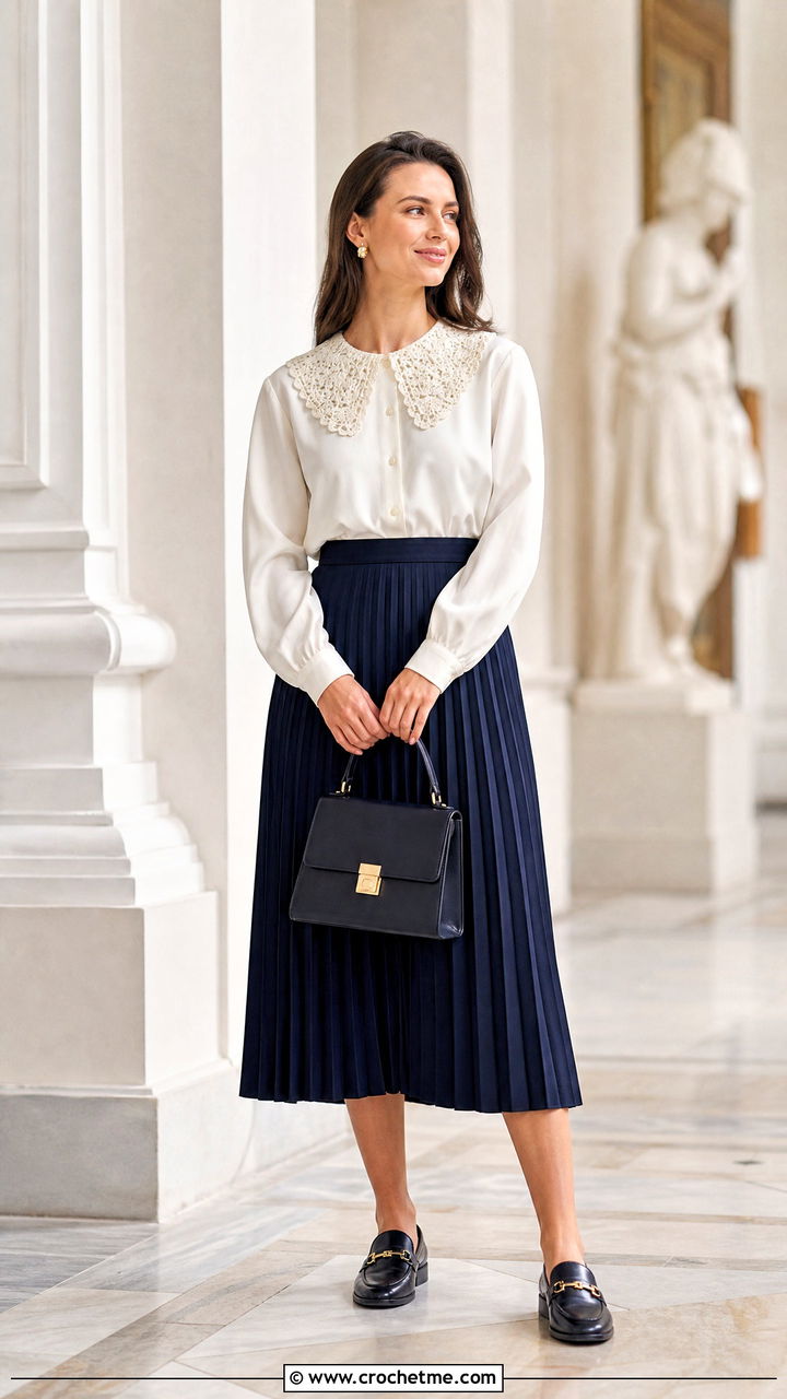 Crochet Collar Top With Pleated Skirt - 35 crochet clothes and outfit ideas